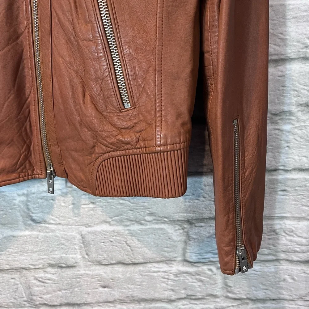 Rag & Bone Size 4 - Lyon Moto Lamb Leather Jacket - Camel MSRP $1,295 - Picture 10 of 16